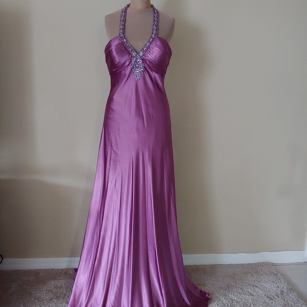 (6) Gorgeous Faviana Halter Top Long Gown With a Sexy Back - Picture 5 of 5
